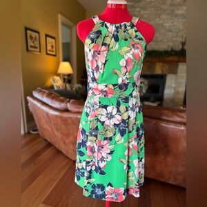 Floral Green Halter Dress